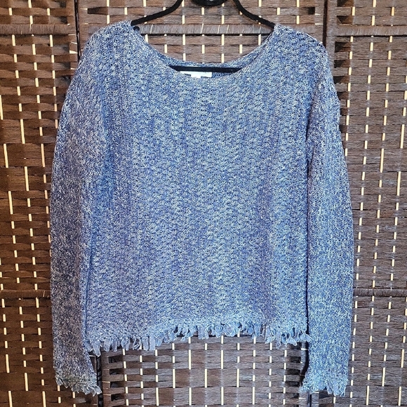White + Warren Heathered Blue Crew Neck Sweater - Picture 1 of 7